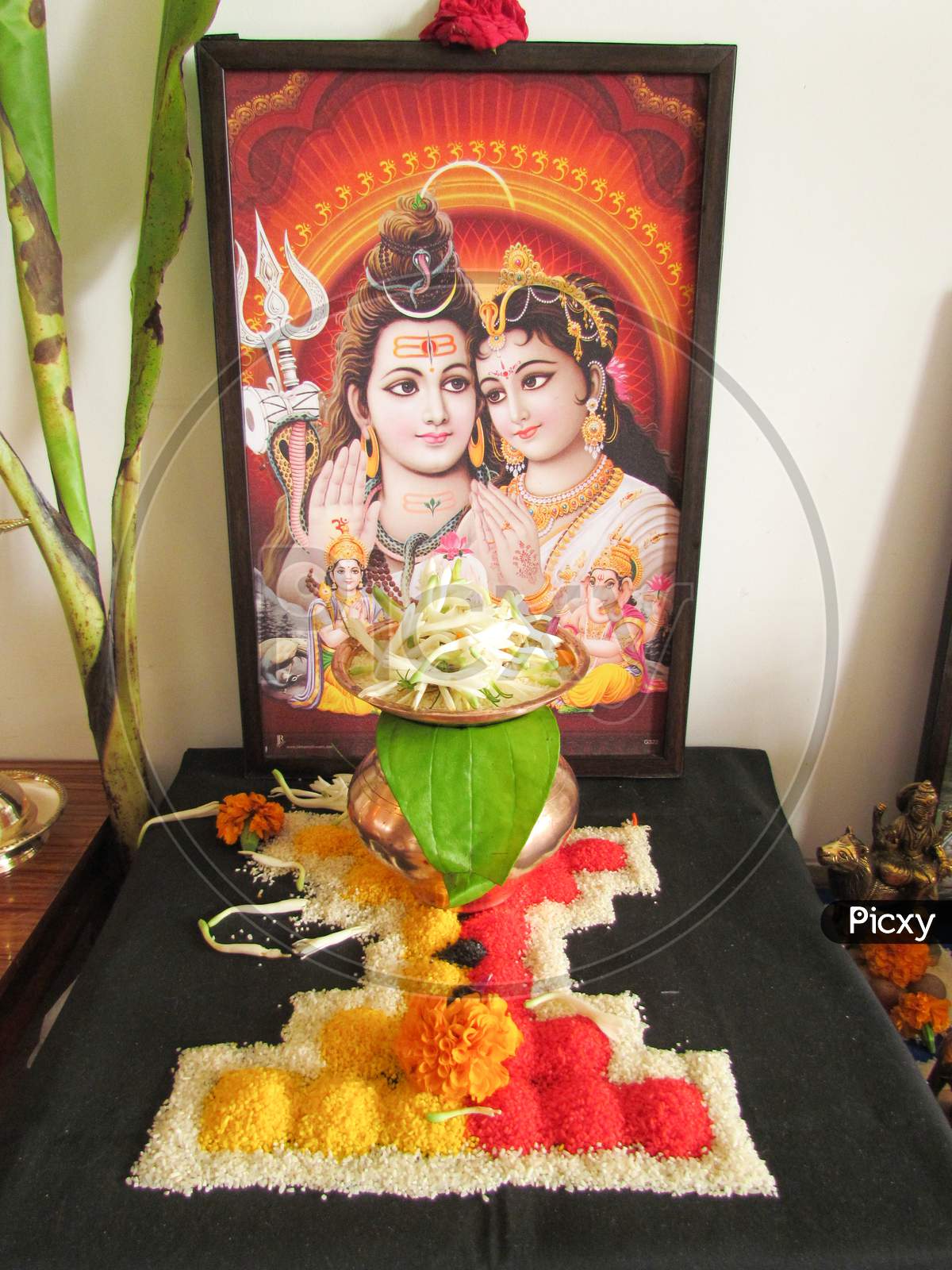 Photo of Indian god Shiva and goddess Parvati