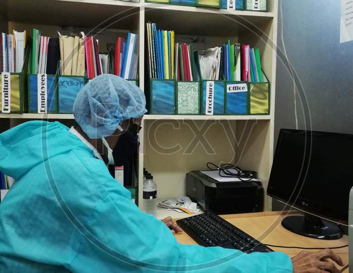 Working Officer In Office Corona Virus Pandemic