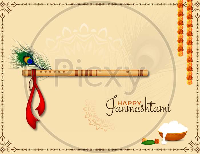 Beautiful Happy Janmashtami Decorative Background