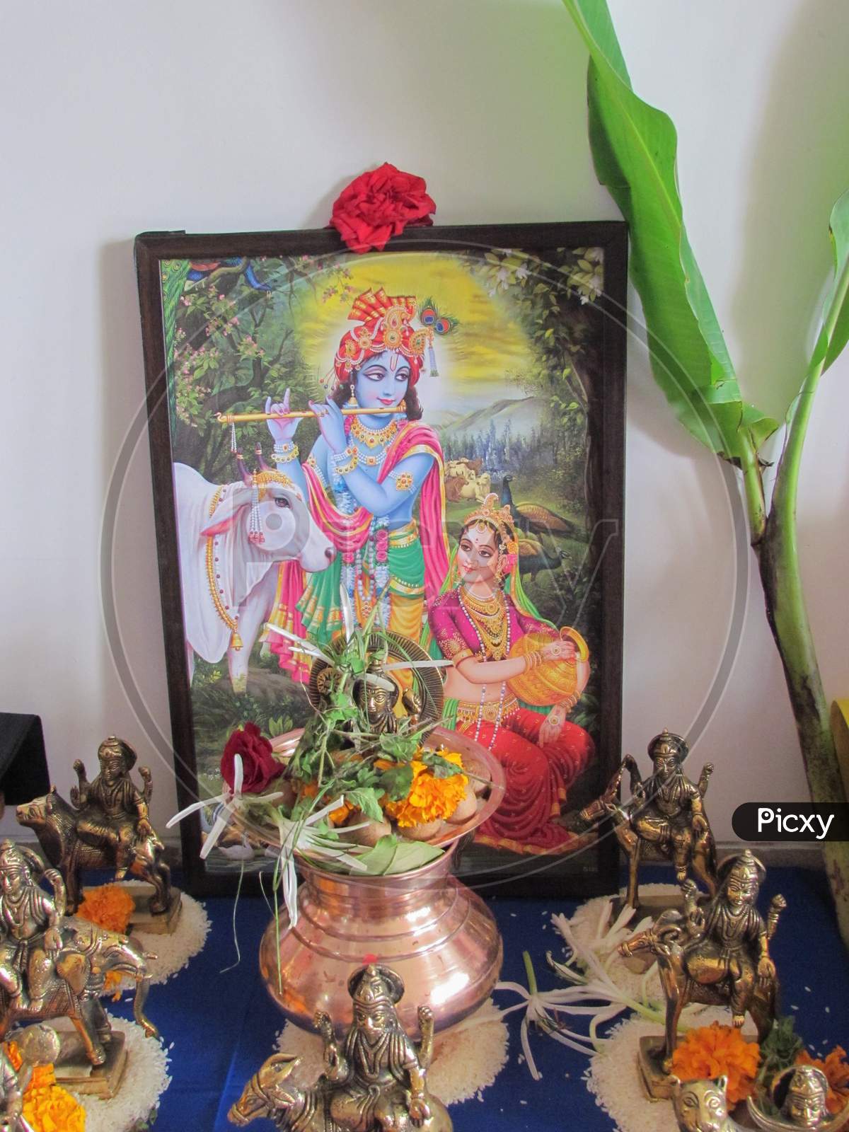 A photo of Hindu god lord Krishna and Goddess Radha