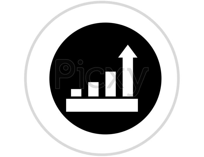Increasing Bar Chart Flat Icon Vector Illustration