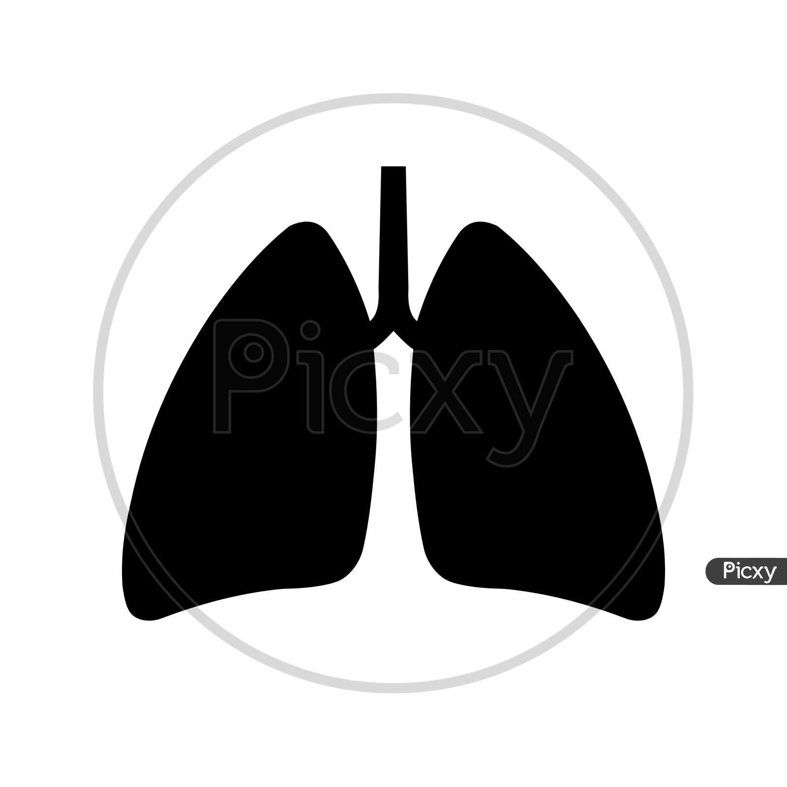 Lungs Black Flat Icon Vector On White Background