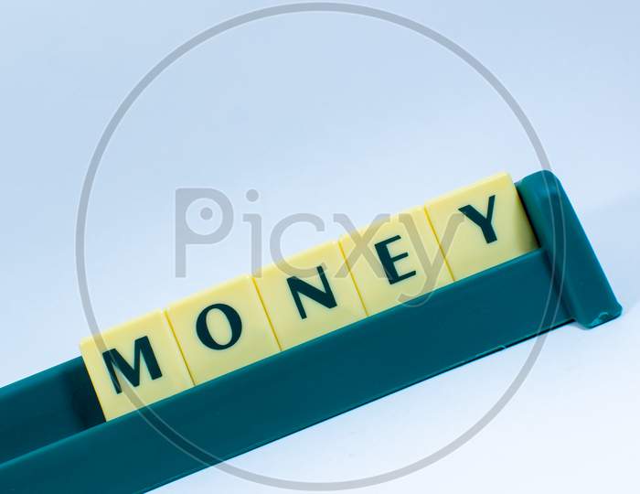 Concept Money word design image for stock market or any type monetary transaction by block letter for various purposes financial work