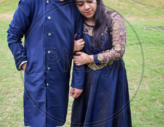 New Delhi India – November 25 2020 : A Couple Pose For Pre Wedding Shoot Inside Lodhi Garden Delhi, A Popular Tourist Landmark In New Delhi India, For Their Pre Wedding Shoot, Pre-Wedding Photo Shoot