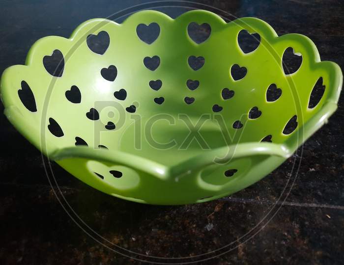Heart design Green color basket
