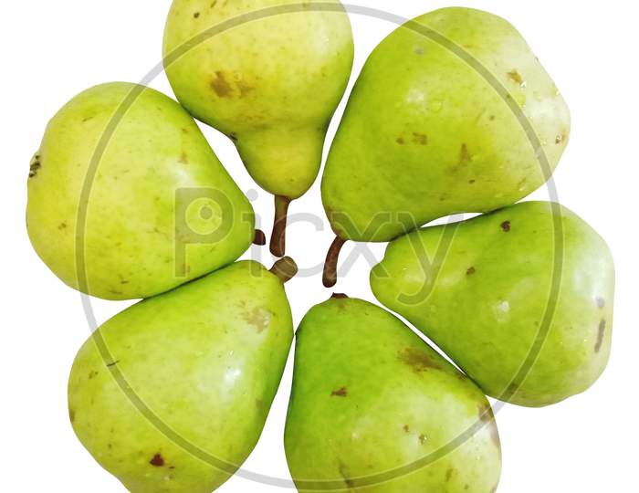 Whole Pears Slices Decorated In A Flower Shape