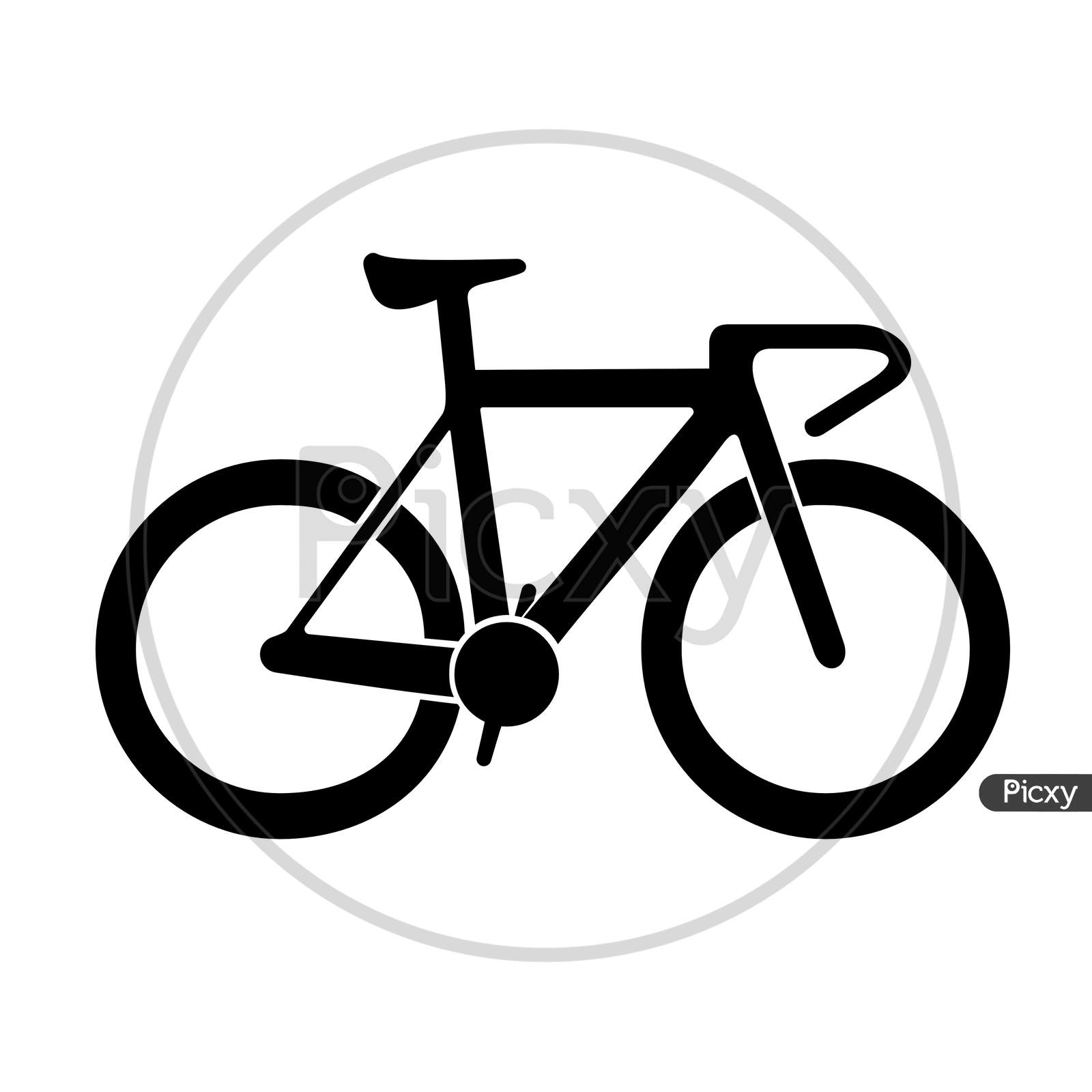 Road Racing Bicycle Flat Icon On White Background