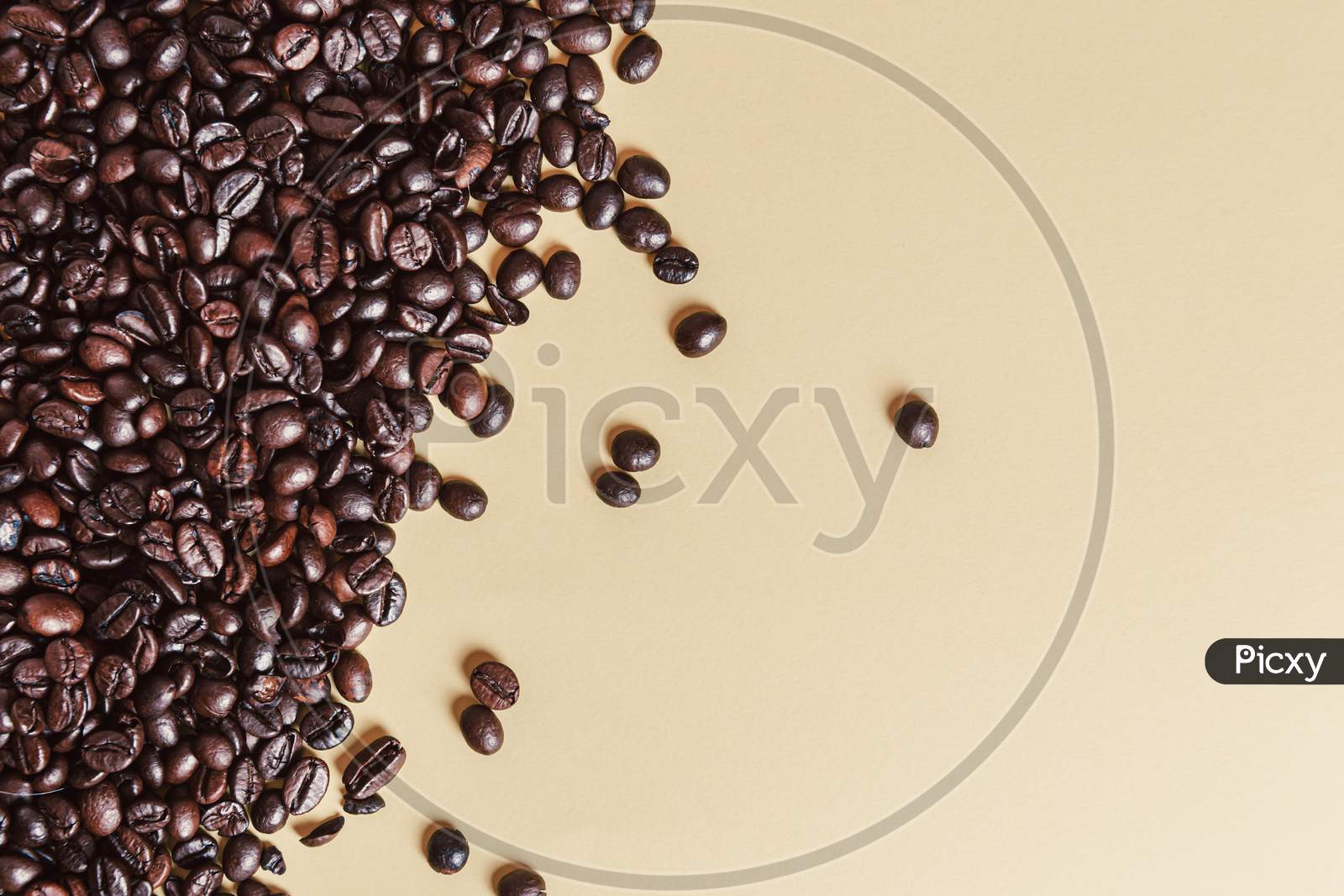 Background Made Half Of Coffe Grains