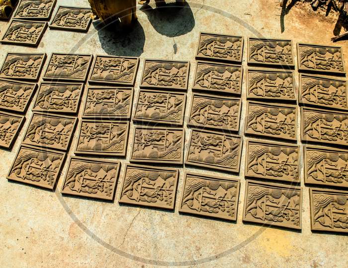 Terracotta - Beautiful Square Clay Art At Bankura, India