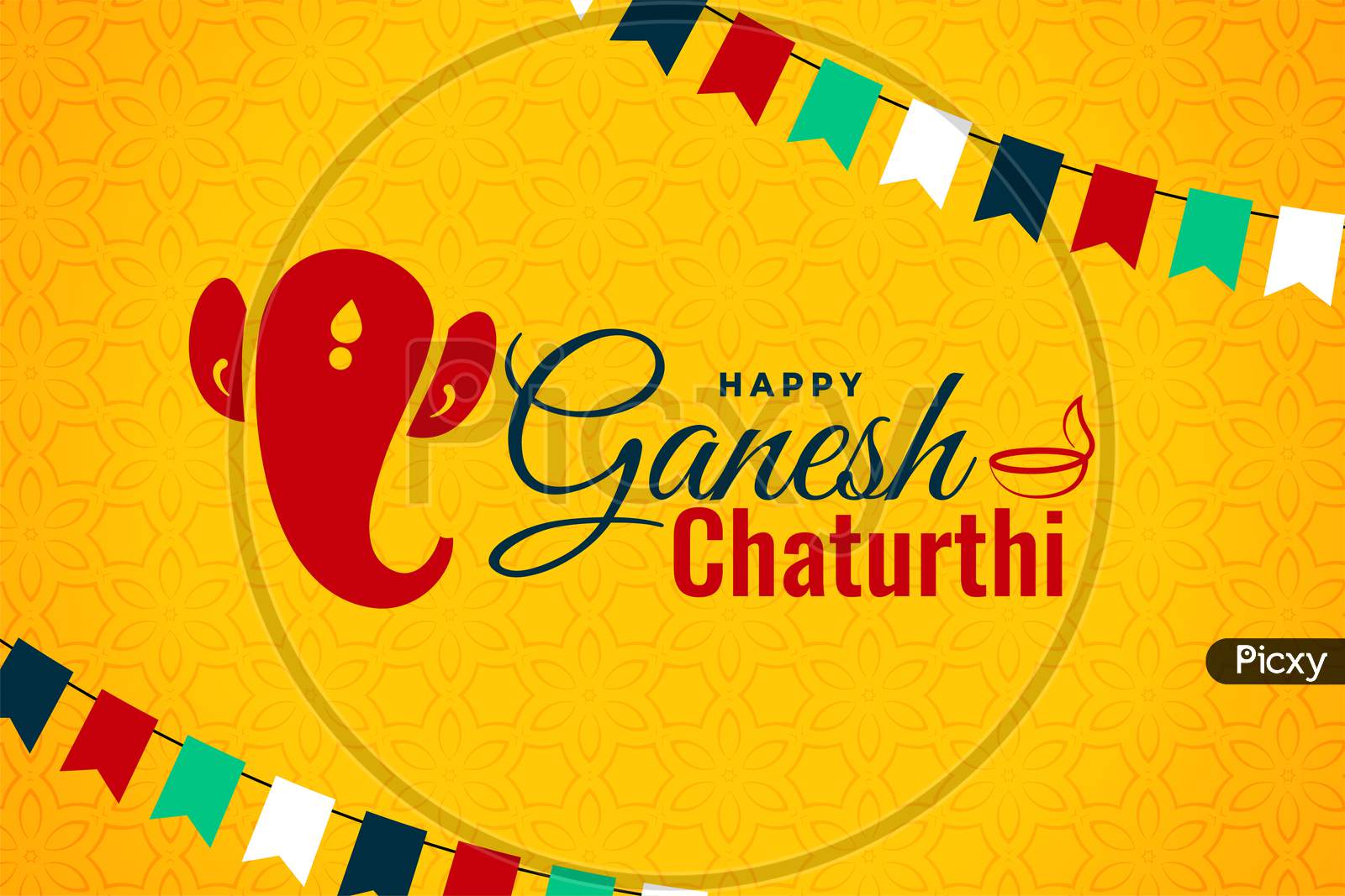 Happy Ganesh Chaturthi Yellow Card Background Design
