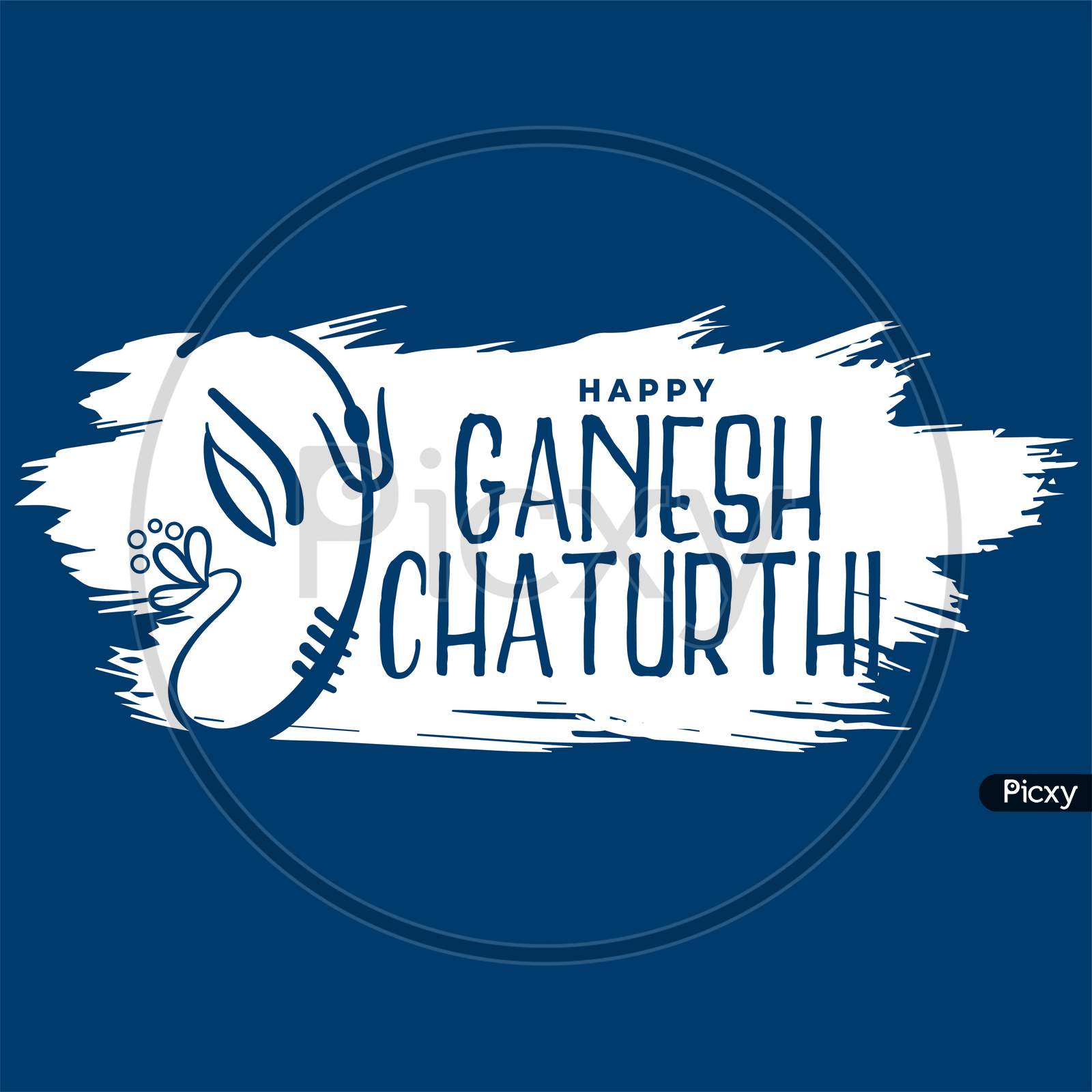 Ganesh Chaturthi Festival In Paint Brush Stroke Style