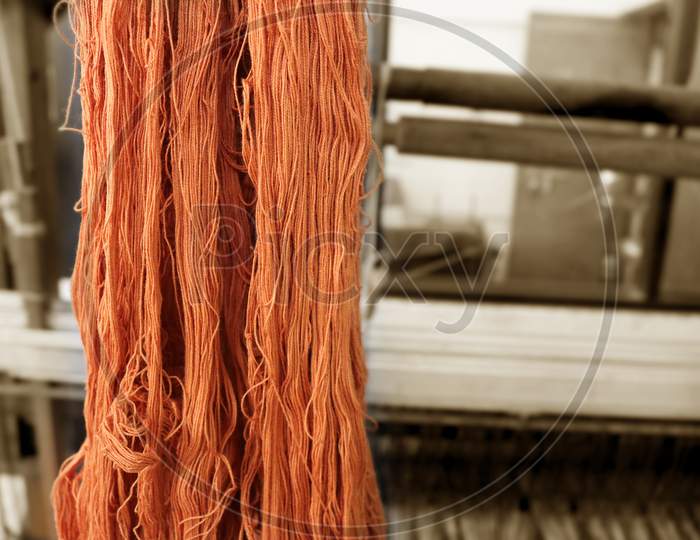 Handloom yarn from India.