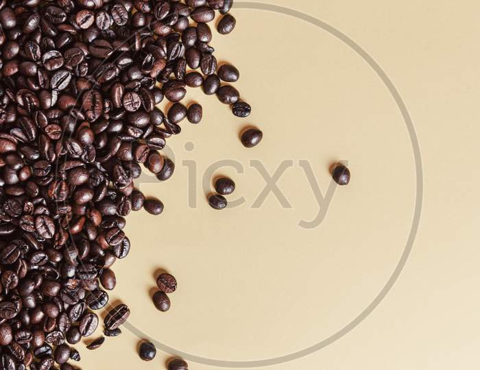Background Made Half Of Coffe Grains