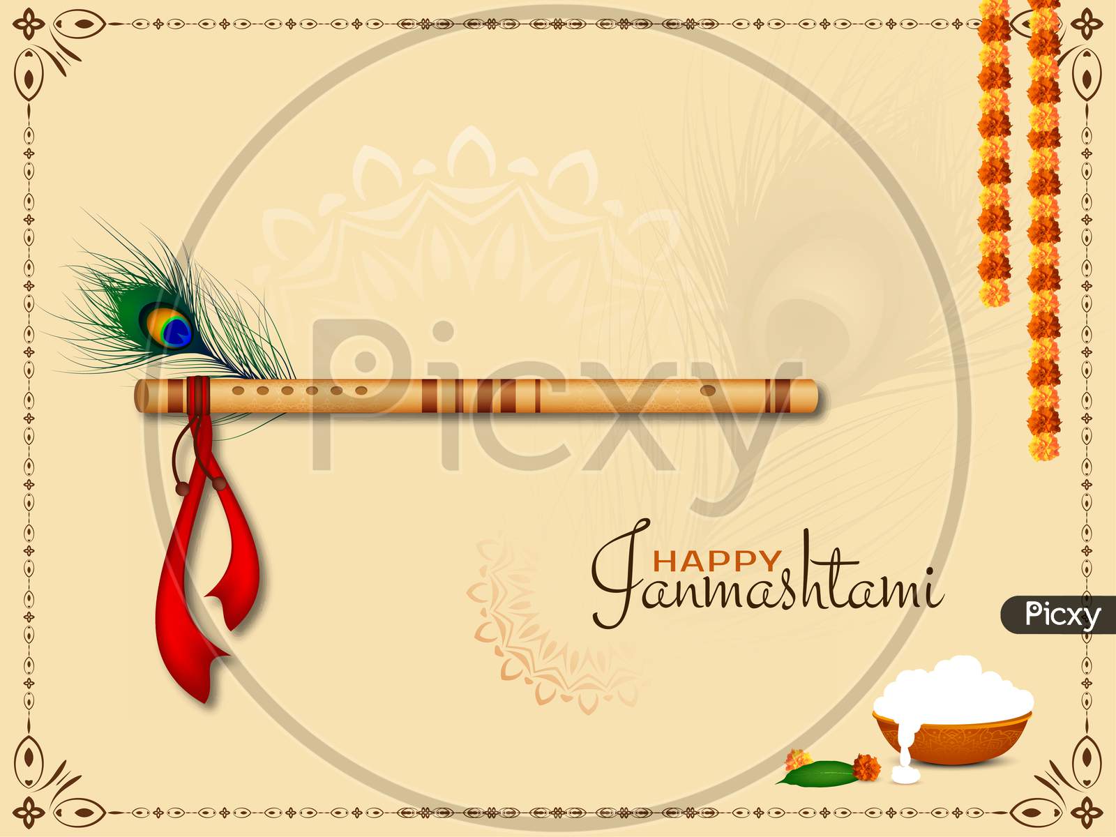 Beautiful Happy Janmashtami Decorative Background