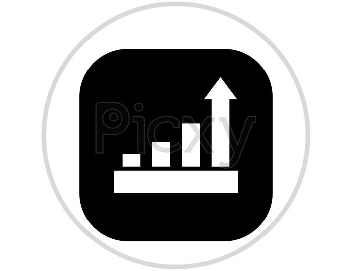 Increasing Bar Chart Flat Icon Vector Illustration