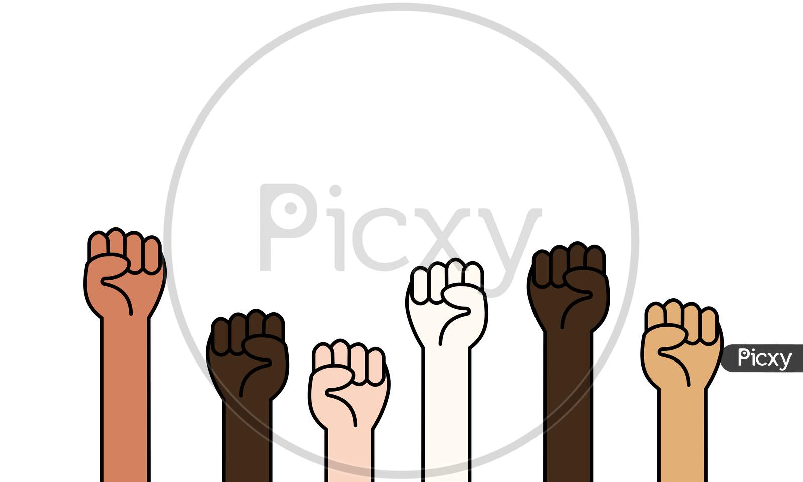 Fists In The Air Protest Symbol Flat Icon On White Background
