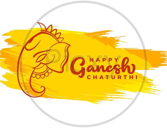 Happy Ganesh Chaturthi Card Design In Abstract Style