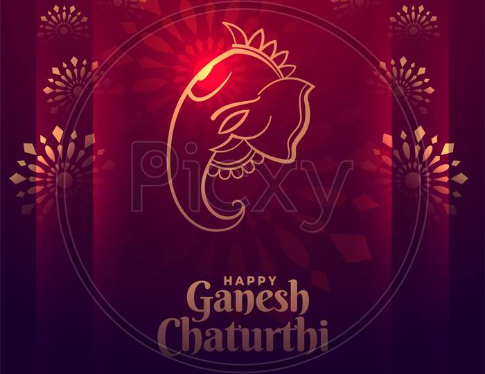 Happy Ganesh Chaturthi Festival Shiny Card Design