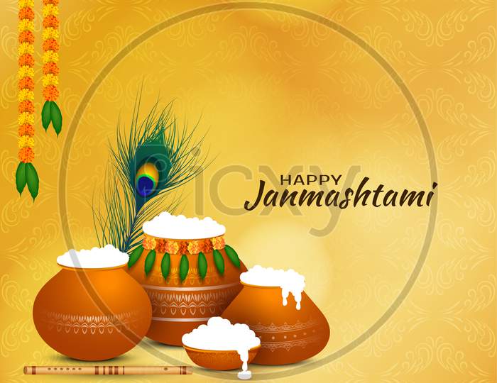 Happy Janmashtami Indian Festival Greeting Background