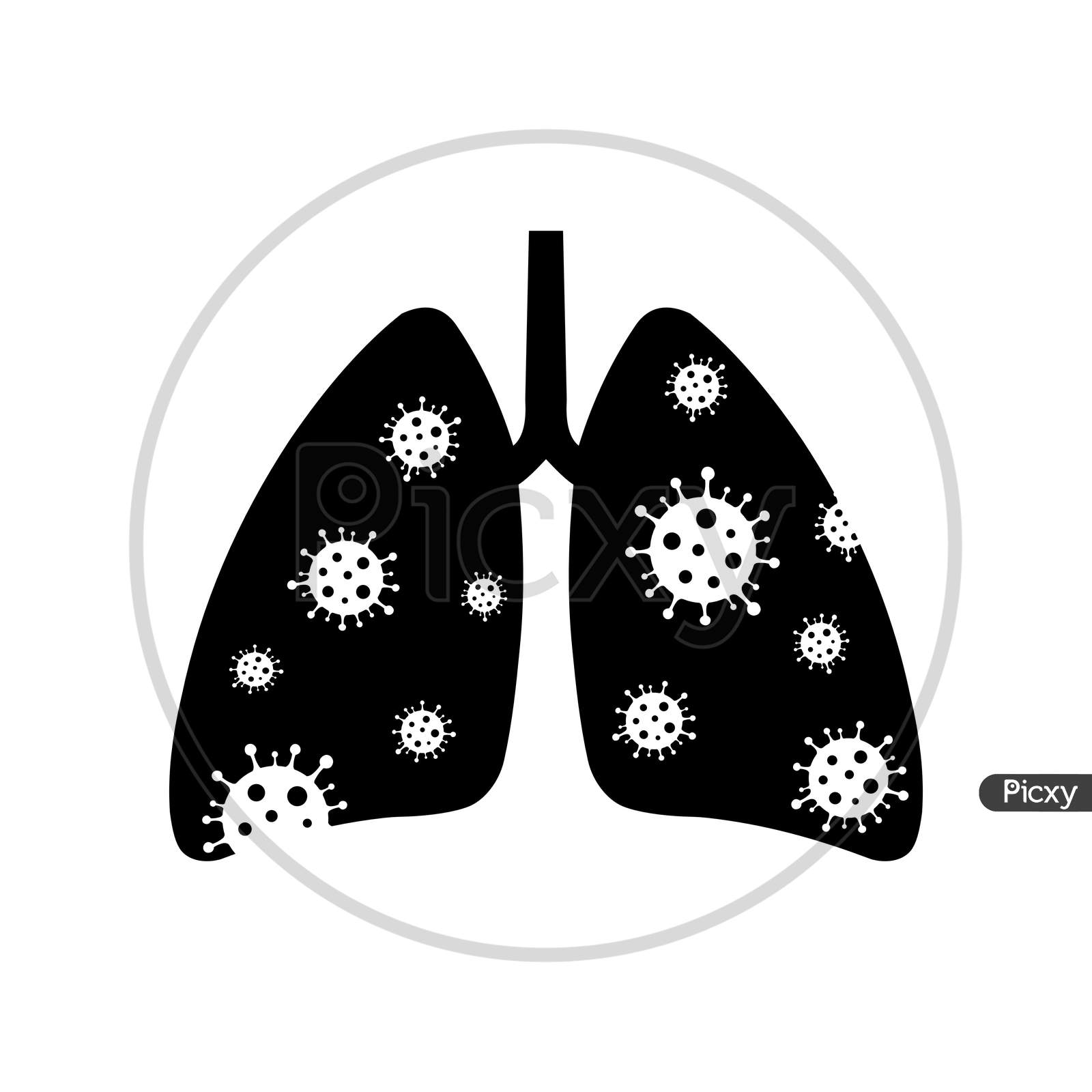 Lungs With Coronavirus Covid-19 Flat Icon Vector