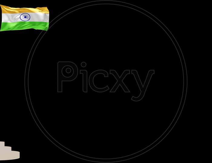 Indian Flag Picture Isolated With Black Color