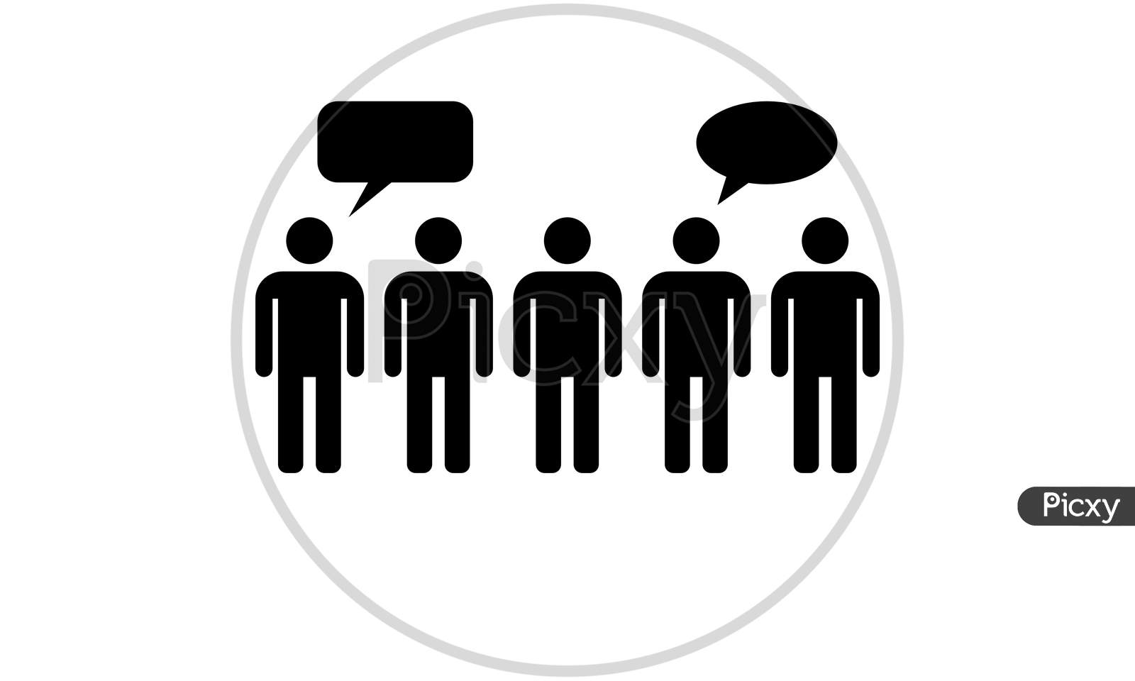 People Discussion On Business Flat Icon On White Background
