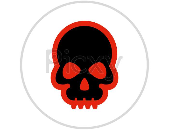Skull Human Flat Icon On White Background