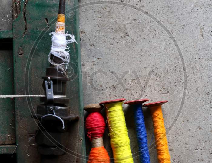 Handloom yarn from India.