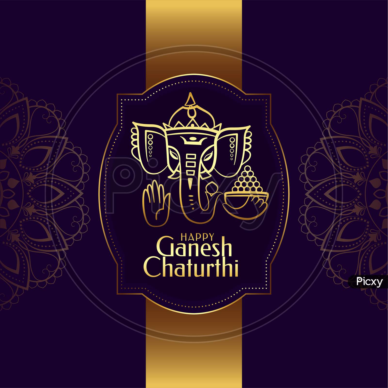 Ganesh Chaturthi Golden Festival Card Background Design