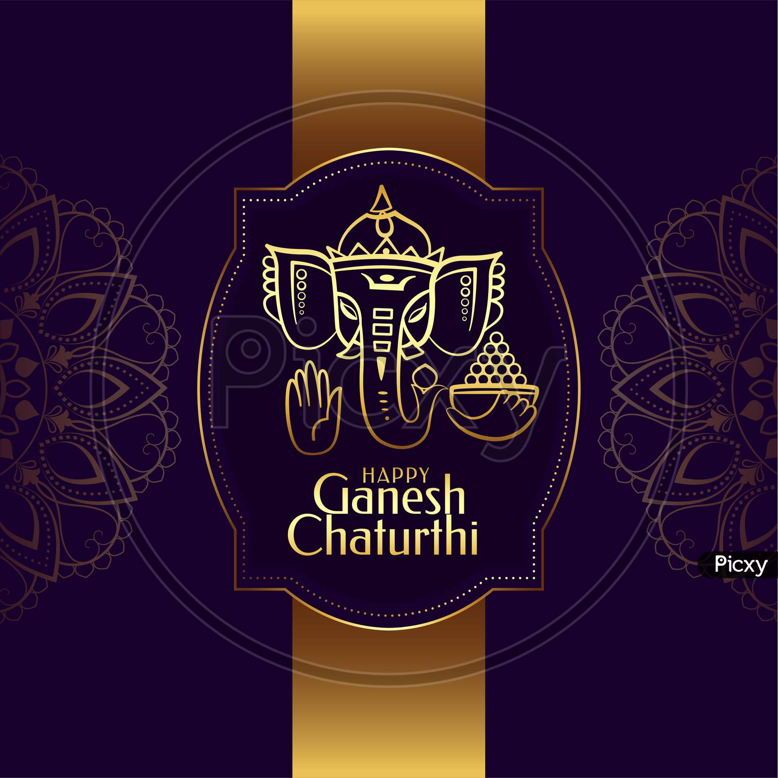 Image of Ganesh Chaturthi Golden Festival Card Background Design -CD623473-Picxy