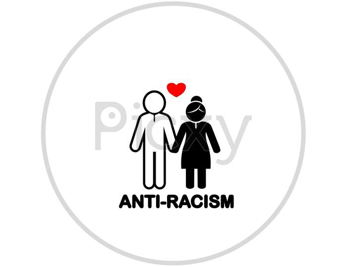 Anti-Racism Wedding Bride And Groom Flat Icon On White Background