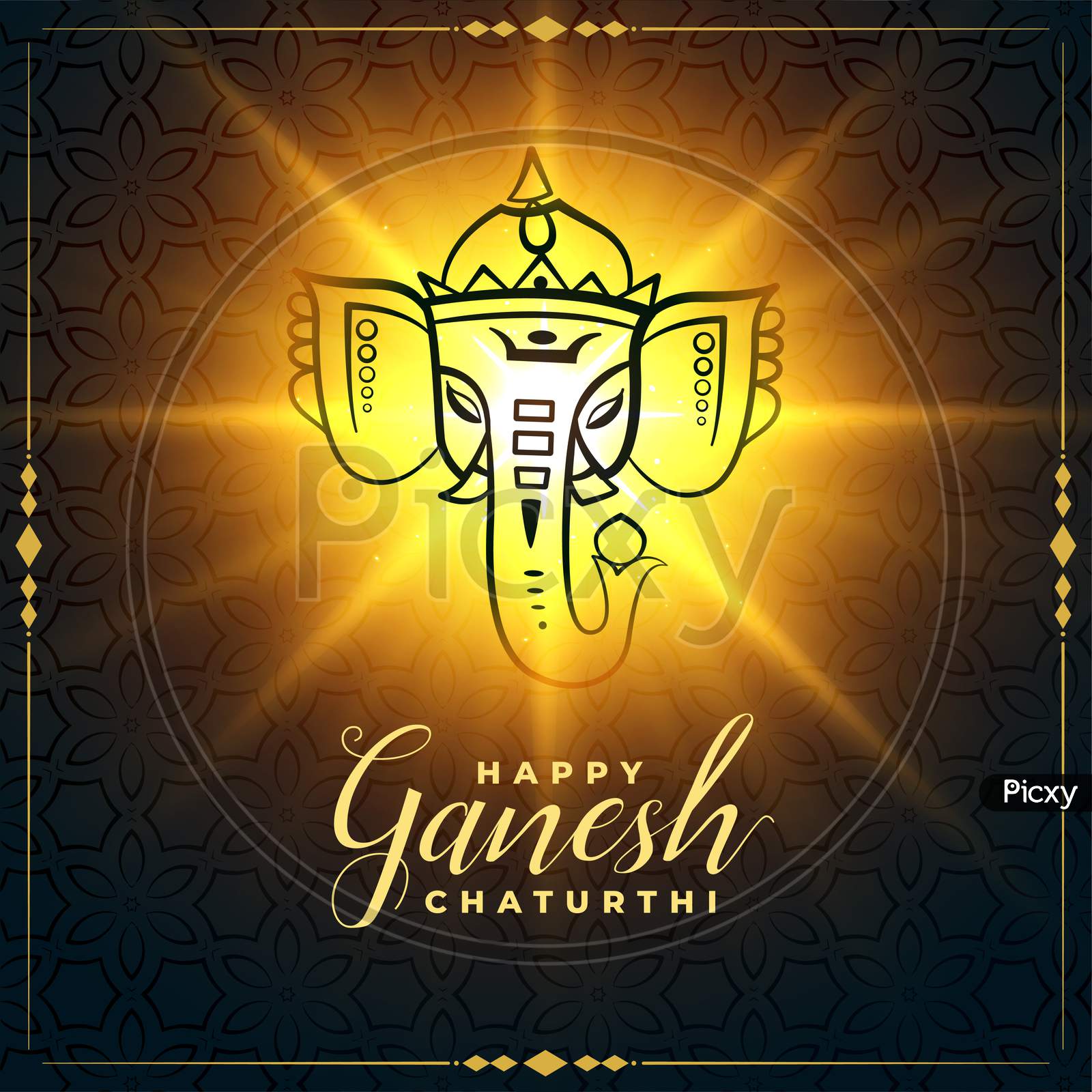 Happy Ganesh Chaturthi Glowing Festival Card Design