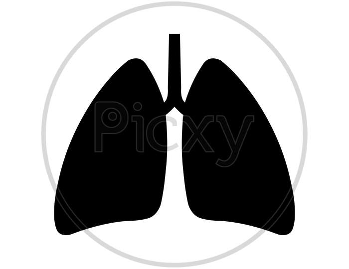 Lungs Black Flat Icon Vector On White Background