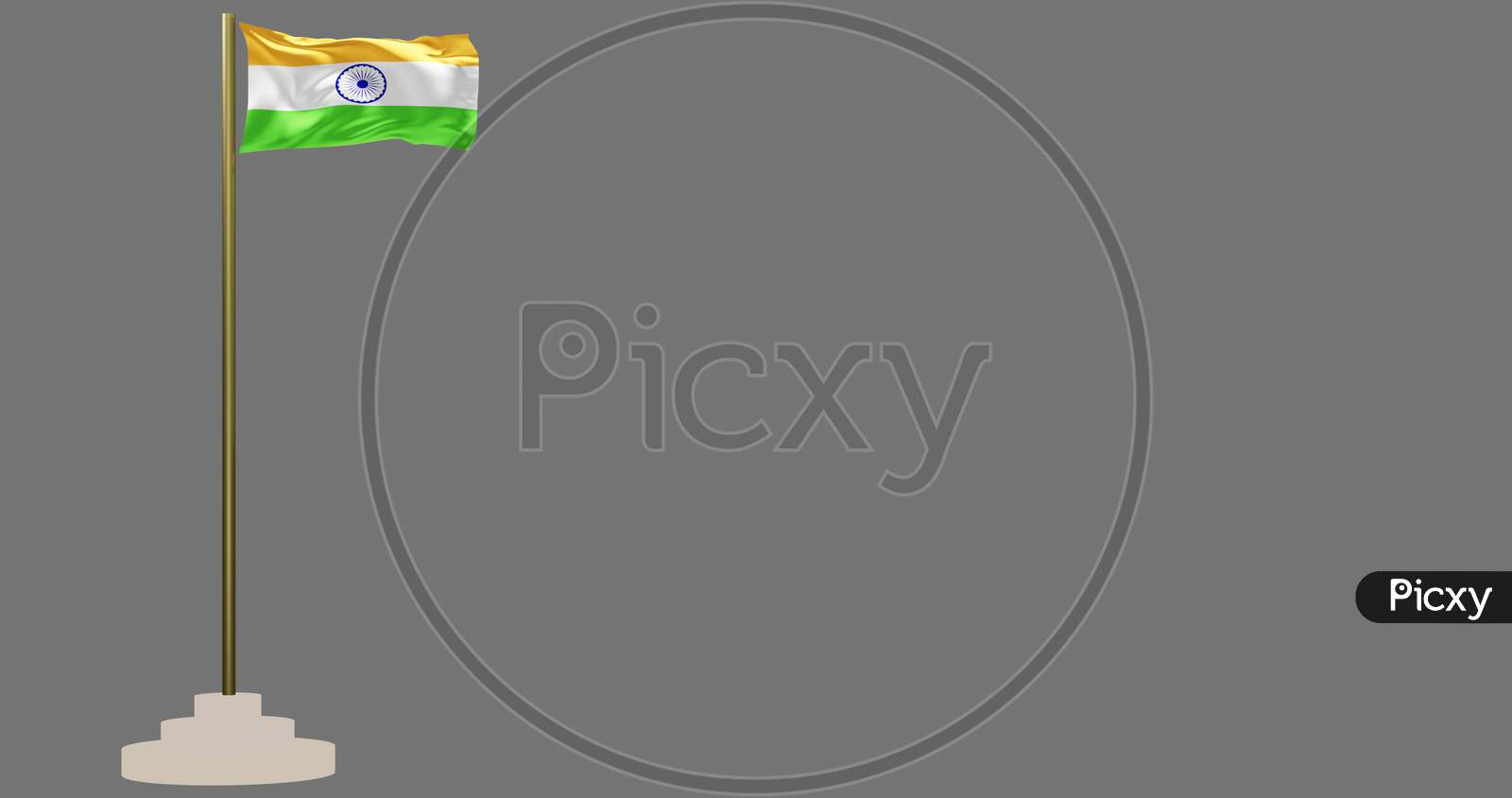 Indian Flag Picture Isolated With White Color