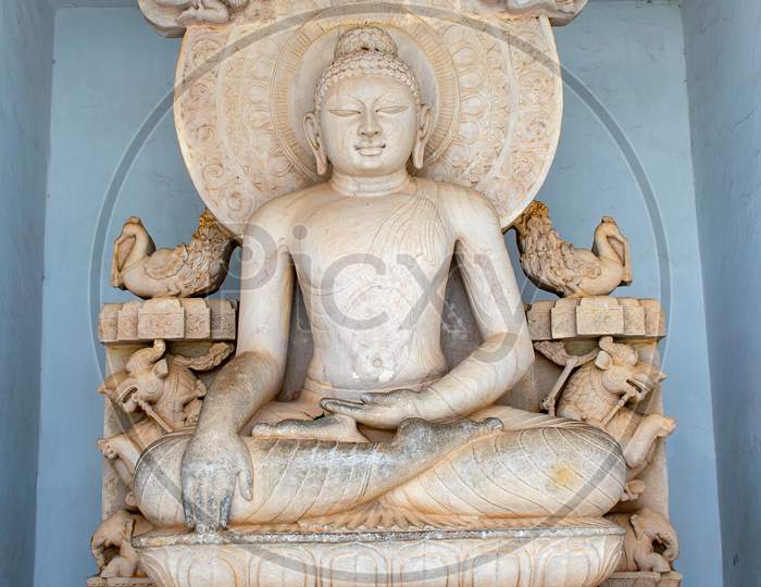 The beautiful buddha statue at Dhauligiri Shanti Stupa ancient Hindu world heritage conservation Architecture and Stone Carvings