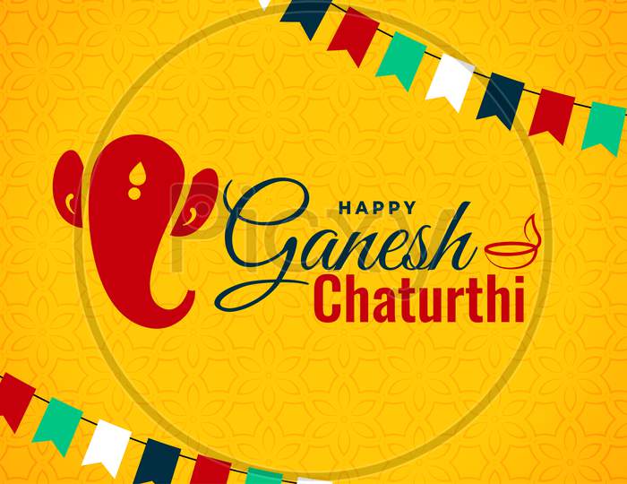 Happy Ganesh Chaturthi Yellow Card Background Design