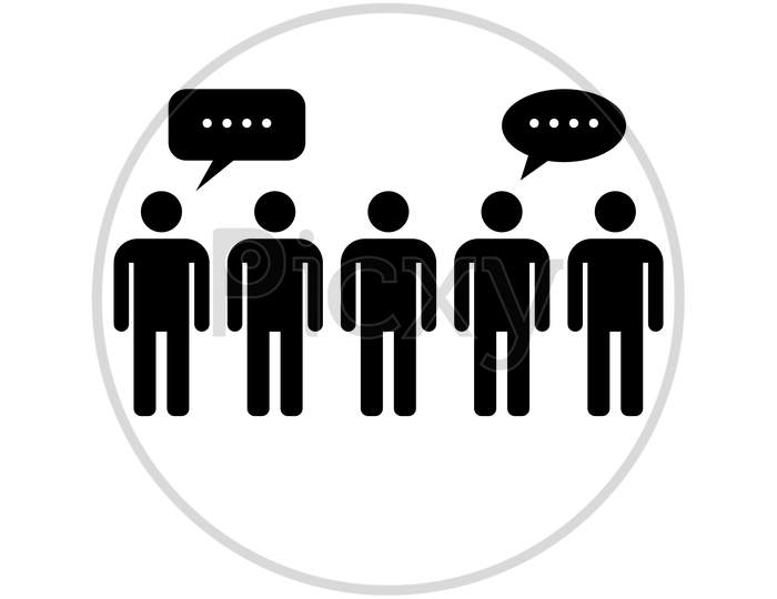 People Discussion On Business Flat Icon On White Background