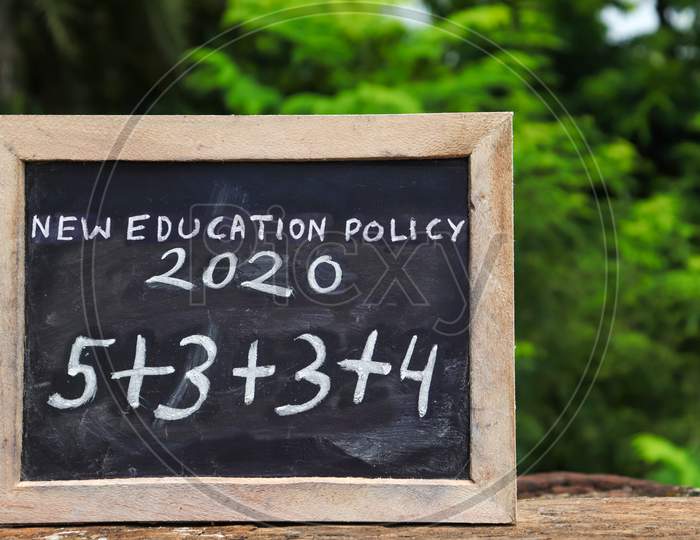 New Education Policy 2020 & Its Structure Written On Chalkboard