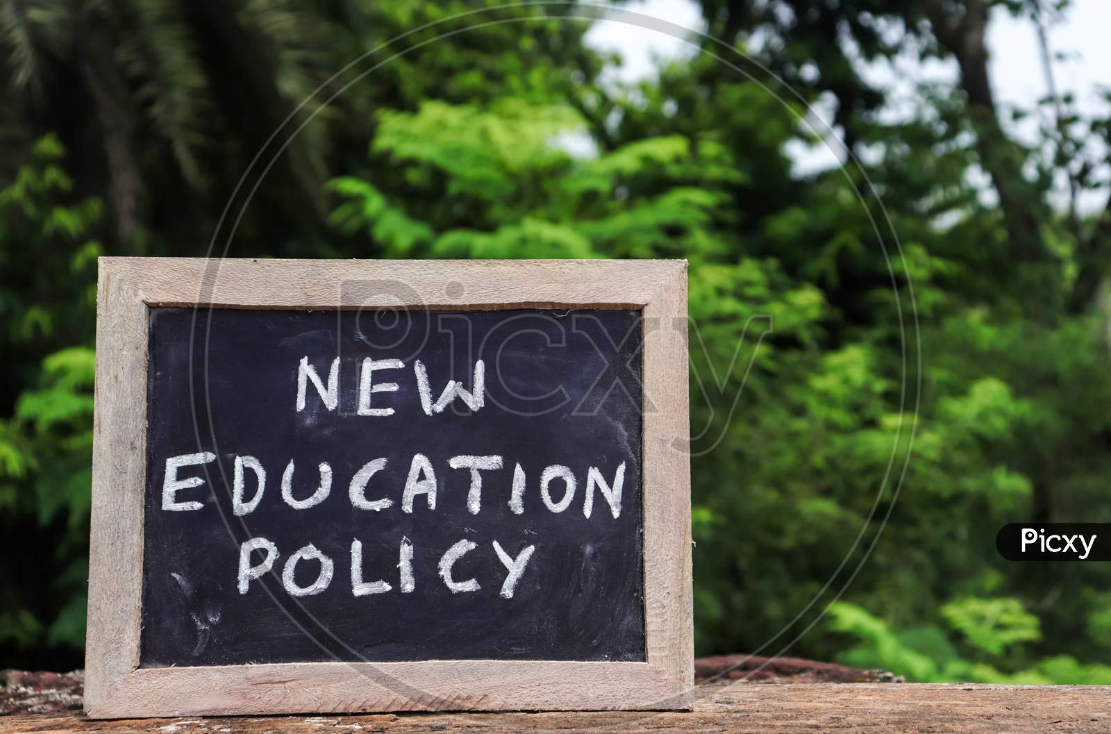 New Education Policy Written On Chalkboard With White Chalk