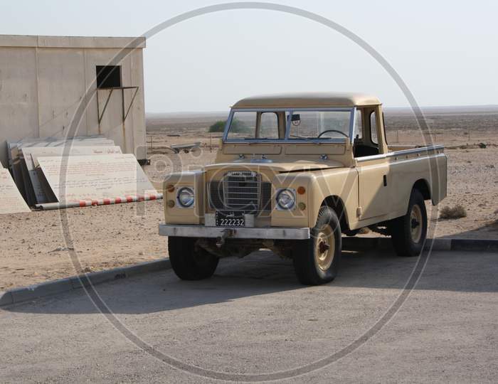 Vehicle in the compound of Zubarah Fort, Shamaal, Qatar