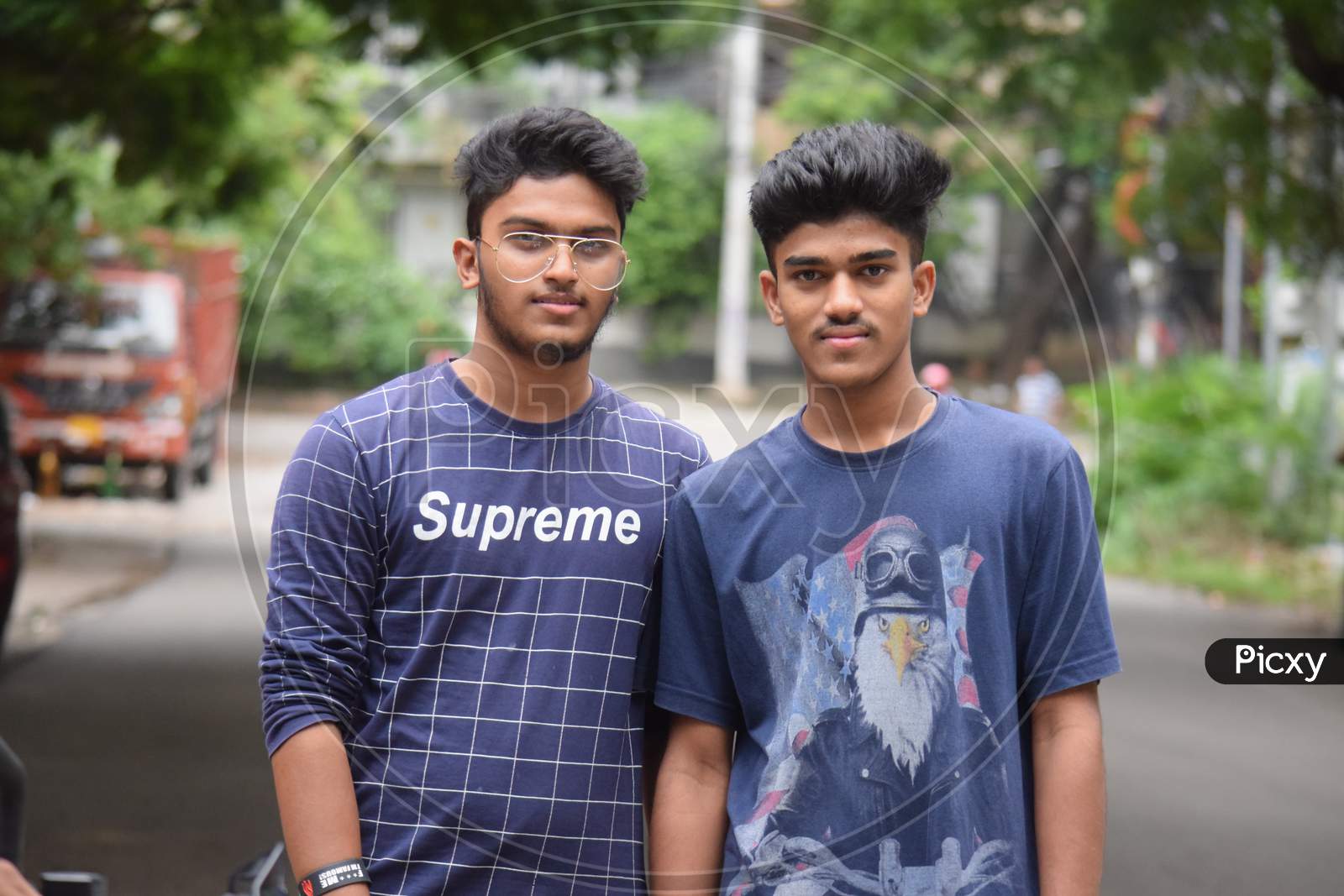 Hyderabad, Telangana, India. August-07-2020: Portrait Of Two Young Men At Outdoor