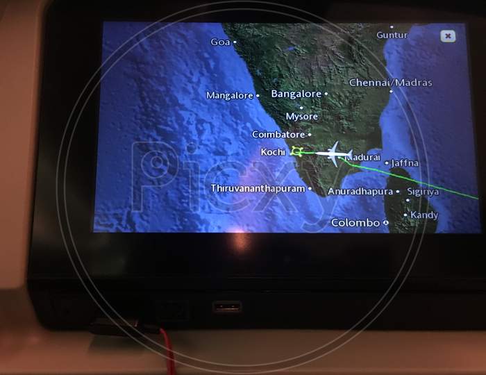 Information screen in an aeroplane