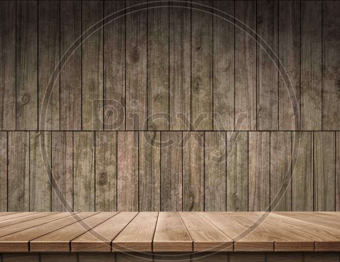 Colorful wooden platform background: wood wall.