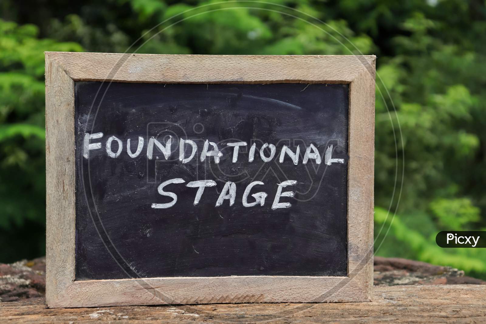 Foundational Stage (India'S New Education Policy 2020) Written On Chalkboard With White Chalk