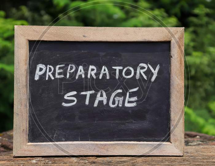 Preparatory Stage (India's New Education Policy 2020) Written On Chalkboard With White Chalk