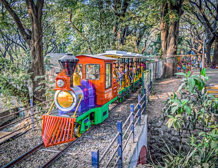 The toy train named 'Fulrani' in Peshwe Park.