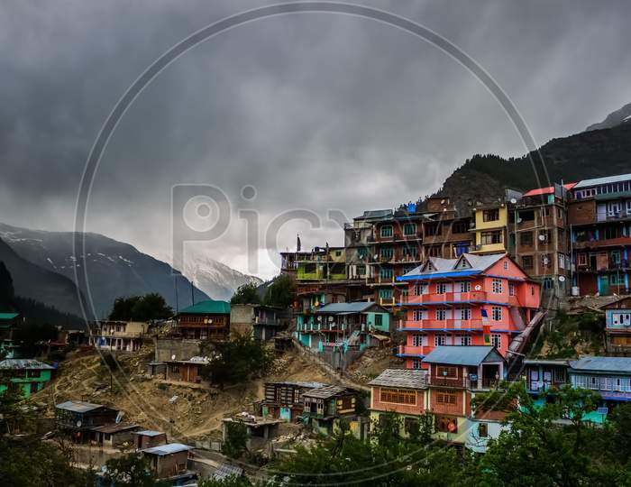 A colorful village in mountains