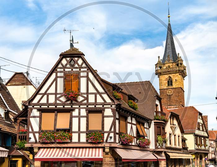 Traditional Half-Timbered Houses In Obernai - Alsace, France