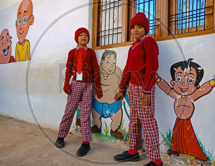 Indian Primary School Students Funny And Happiness Activity.