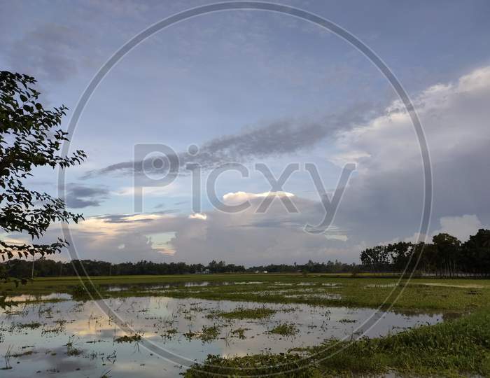 Beautiful Sky view with   wetland